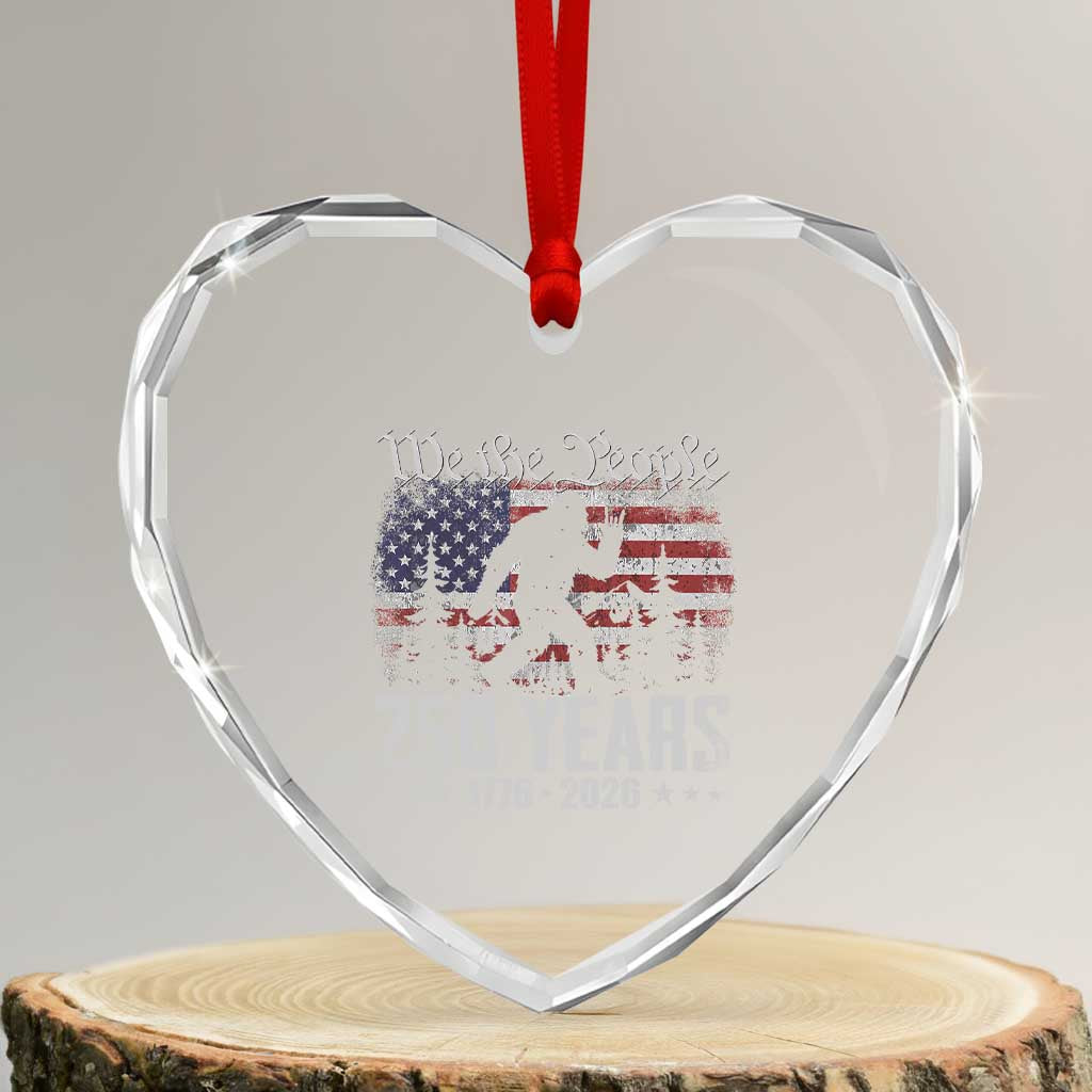 Bigfoot 250 Years American Flag Patriotic 1776 2026 Heart Crystal Glass Ornament TS11 Transparent Glass 3'' Heart Print Your Wear