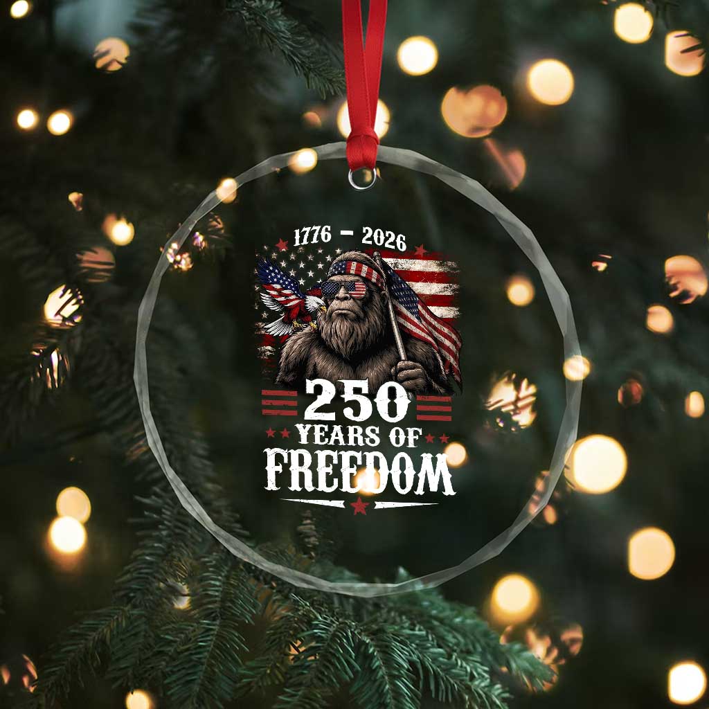 Bigfoot 250 Years Of Freedom Crystal Glass Ornament Patriotic Sasquatch Lover TS12 Print Your Wear