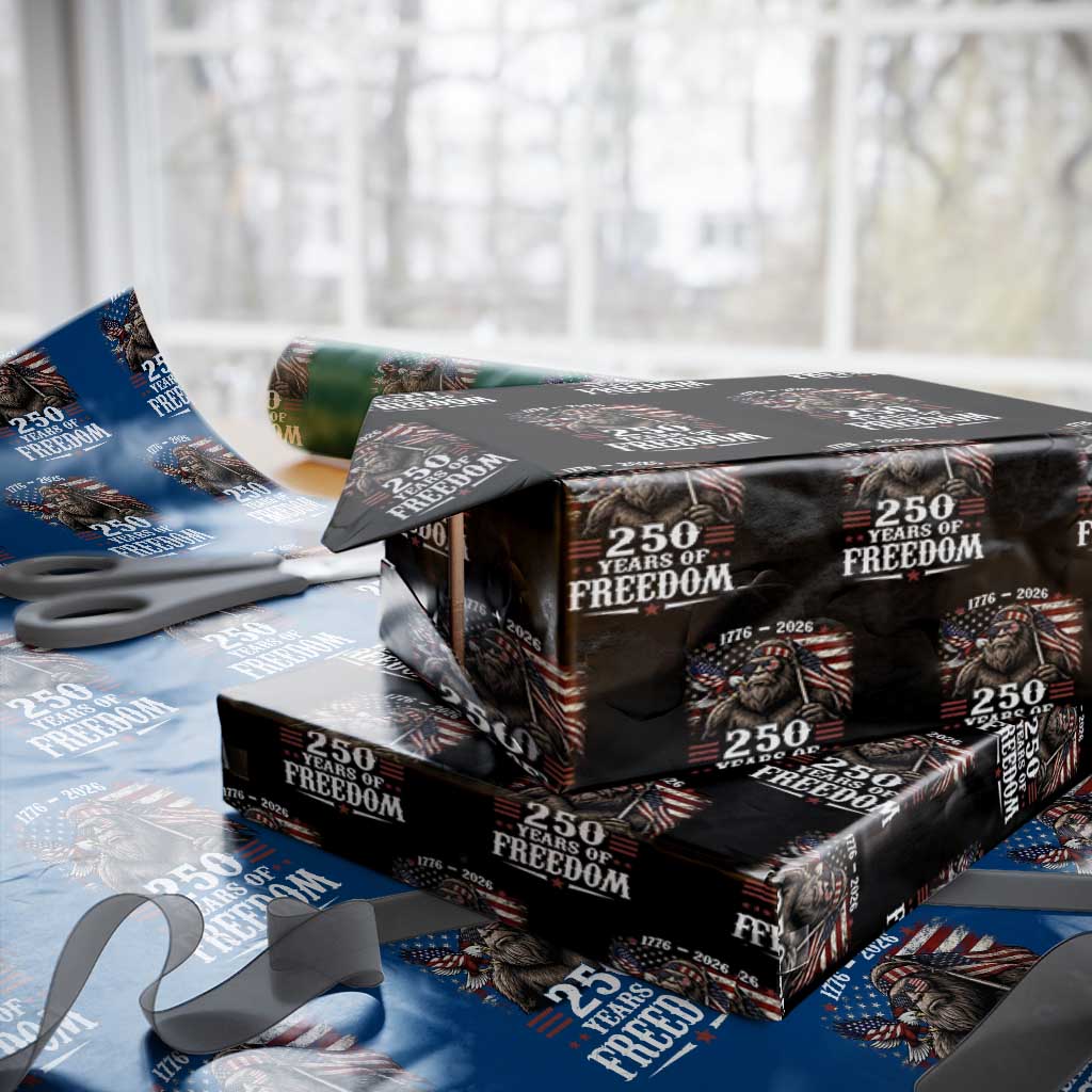 Bigfoot 250 Years Of Freedom Wrapping Paper Roll Patriotic Sasquatch Lover TS12 Black Print Your Wear