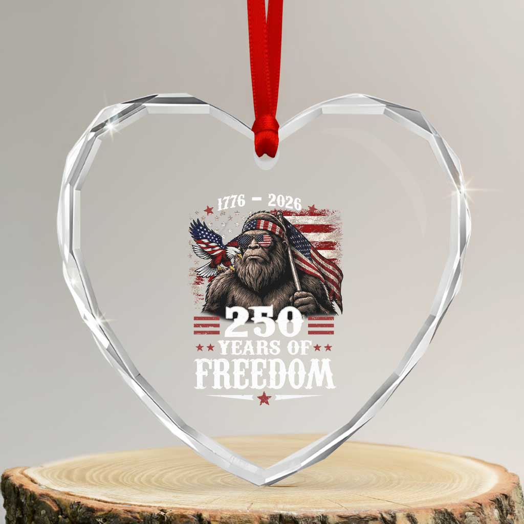 Bigfoot 250 Years Of Freedom Heart Crystal Glass Ornament Patriotic Sasquatch Lover TS12 Transparent Glass 3'' Heart Print Your Wear