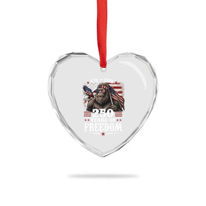 Bigfoot 250 Years Of Freedom Heart Crystal Glass Ornament Patriotic Sasquatch Lover