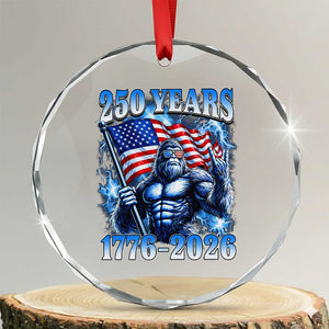Bigfoot 250th Anniversary America Crystal Glass Ornament 250 Years Of Freedom 4th July 1776 2026 Patriotic Flag TS10 Transparent Glass 3'' Circle Print Your Wear