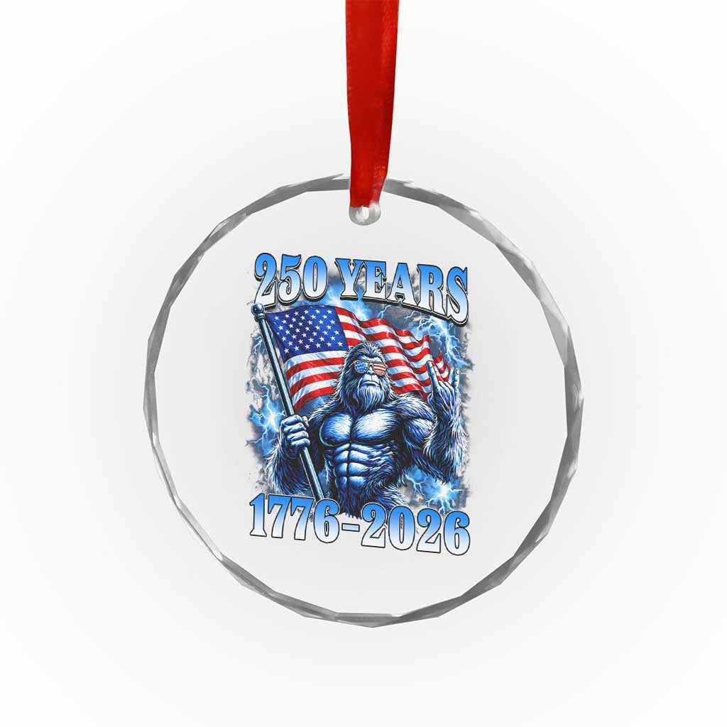 Bigfoot 250th Anniversary America Crystal Glass Ornament 250 Years Of Freedom 4th July 1776 2026 Patriotic Flag TS10 Print Your Wear