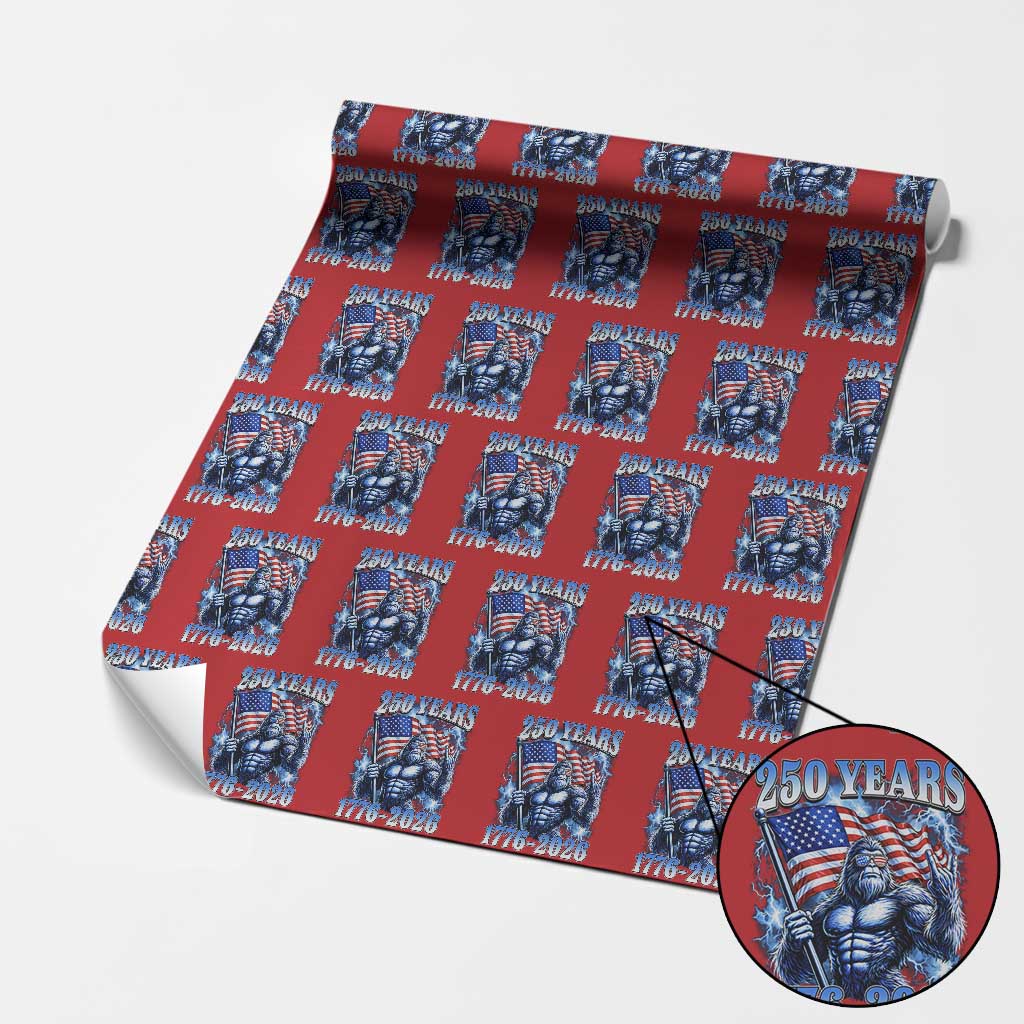 Bigfoot 250th Anniversary America Wrapping Paper Roll 250 Years Of Freedom 4th July 1776 2026 Patriotic Flag TS10 Red Print Your Wear