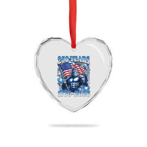 Bigfoot 250th Anniversary America Heart Crystal Glass Ornament 250 Years Of Freedom 4th July 1776 2026 Patriotic Flag TS10 Print Your Wear