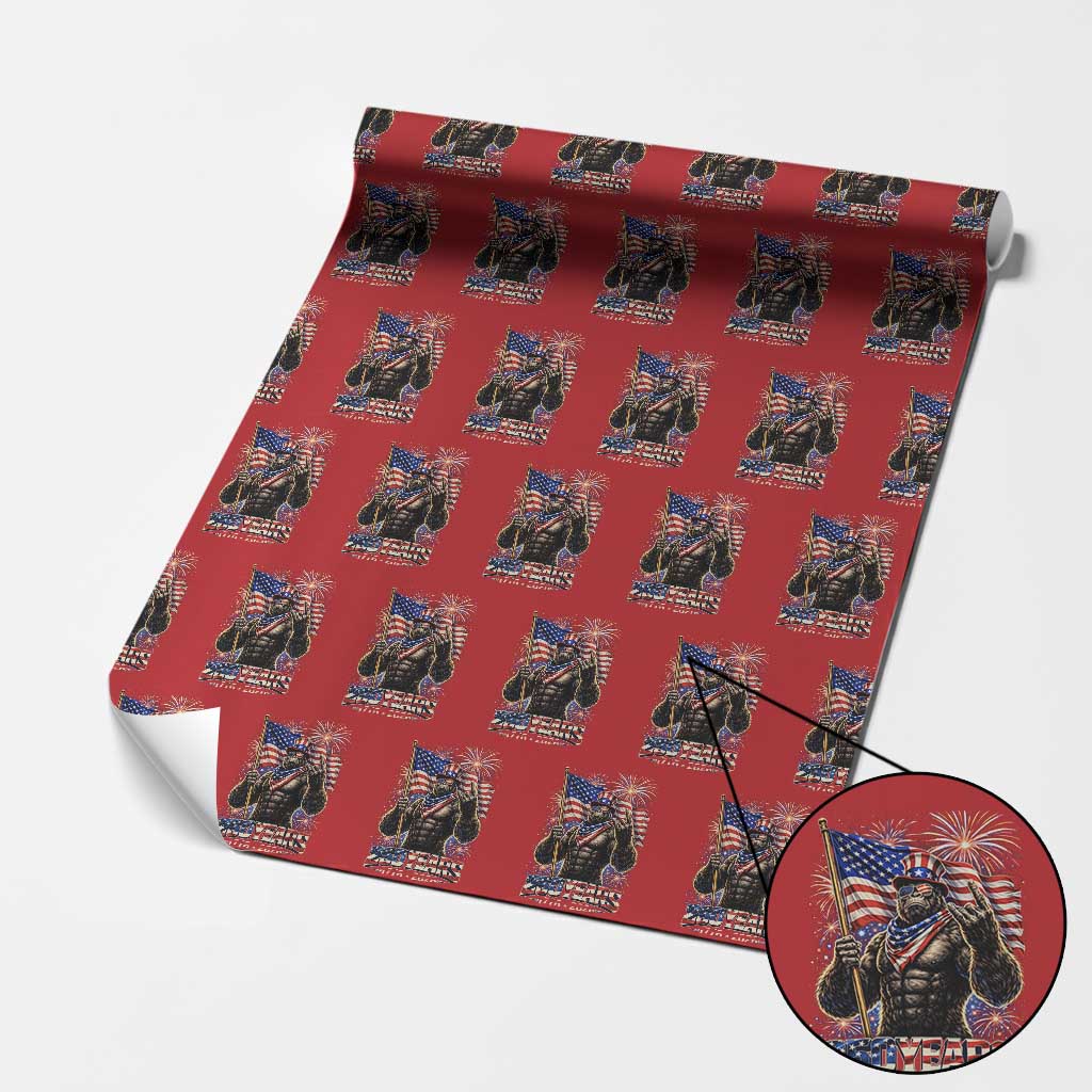 Bigfoot 250th Anniversary Wrapping Paper Roll USA Independence 250 Years Of Freedom 1776 2026 Patriotic Flag TS10 Red Print Your Wear