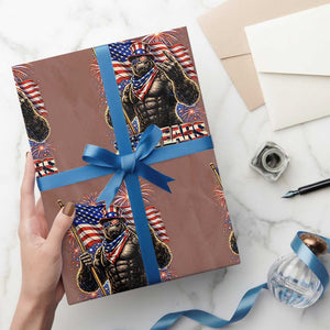 Bigfoot 250th Anniversary Wrapping Paper Roll USA Independence 250 Years Of Freedom 1776 2026 Patriotic Flag TS10 Mocha Print Your Wear