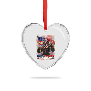 Bigfoot 250th Anniversary Heart Crystal Glass Ornament USA Independence 250 Years Of Freedom 1776 2026 Patriotic Flag TS10 Print Your Wear