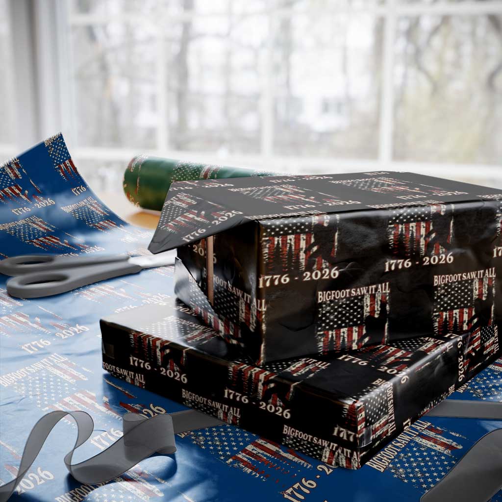 Bigfoot 250th Anniversary USA Wrapping Paper Roll Bigfoot Saw It All 1776 2026 4th of July
