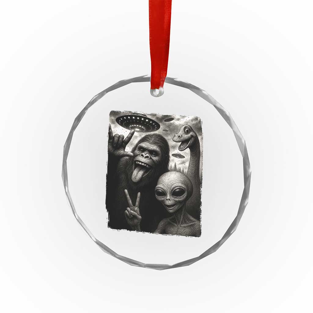 Bigfoot Alien Loch Ness Monster Crystal Glass Ornament Funny Cryptid UFO Selfie Sasquatch Rock On TS10 Print Your Wear