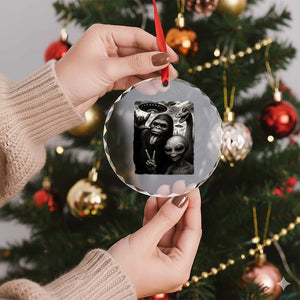 Bigfoot Alien Loch Ness Monster Crystal Glass Ornament Funny Cryptid UFO Selfie Sasquatch Rock On TS10 Print Your Wear