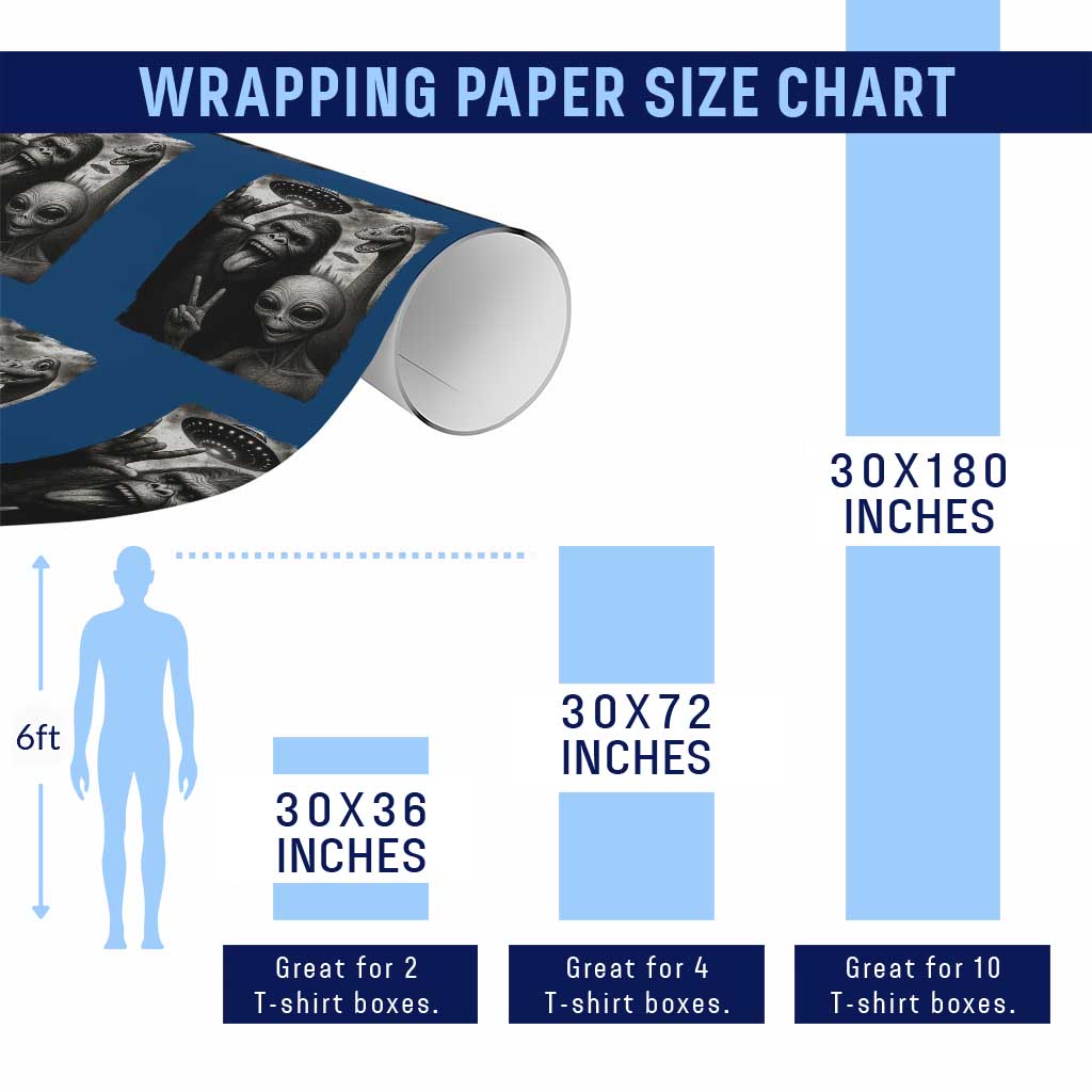 Bigfoot Alien Loch Ness Monster Wrapping Paper Roll Funny Cryptid UFO Selfie Sasquatch Rock On TS10 Print Your Wear