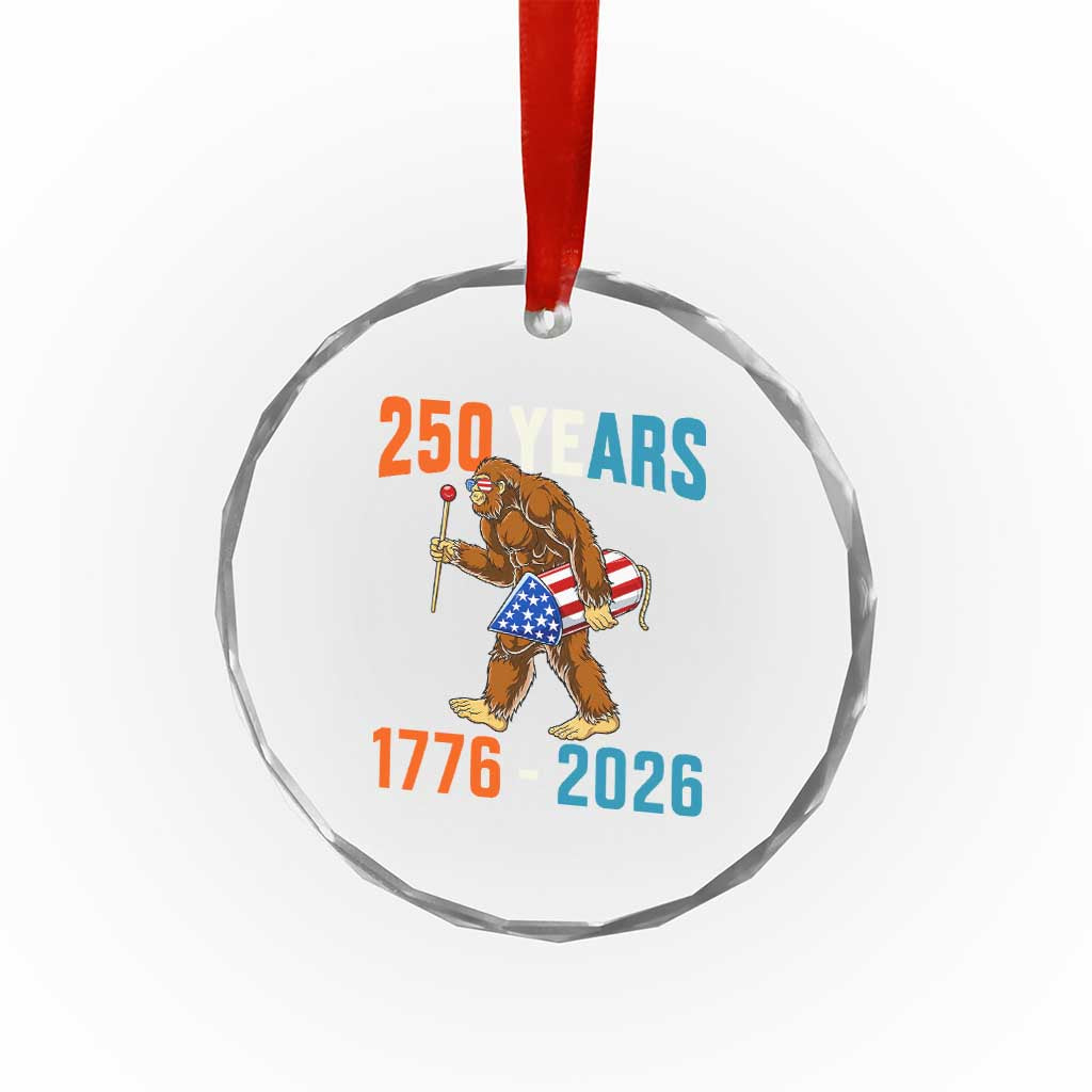 250th Anniversary USA Bigfoot Crystal Glass Ornament Funny Sasquatch American Flag Fireworks Fourth of July TS14 Print Your Wear