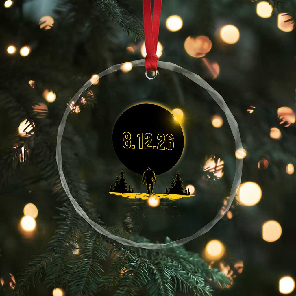 Bigfoot August 12 2026 Total Solar Eclipse Crystal Glass Ornament Totality Sasquatch Cryptid Stargazer Memorabilia TS02 Print Your Wear