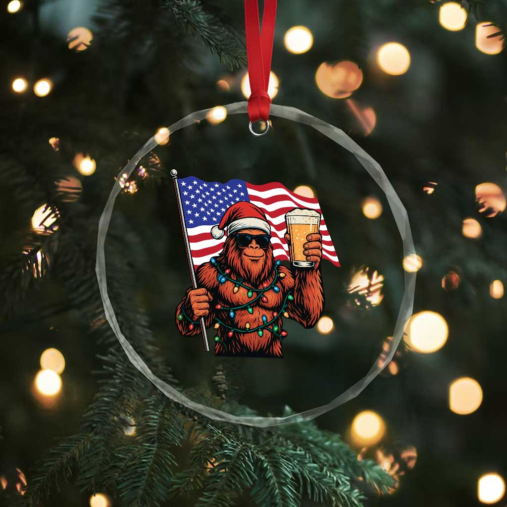 Bigfoot Beer Christmas Crystal Glass Ornament Sasquatch American Flag Patriotic TS14 Print Your Wear