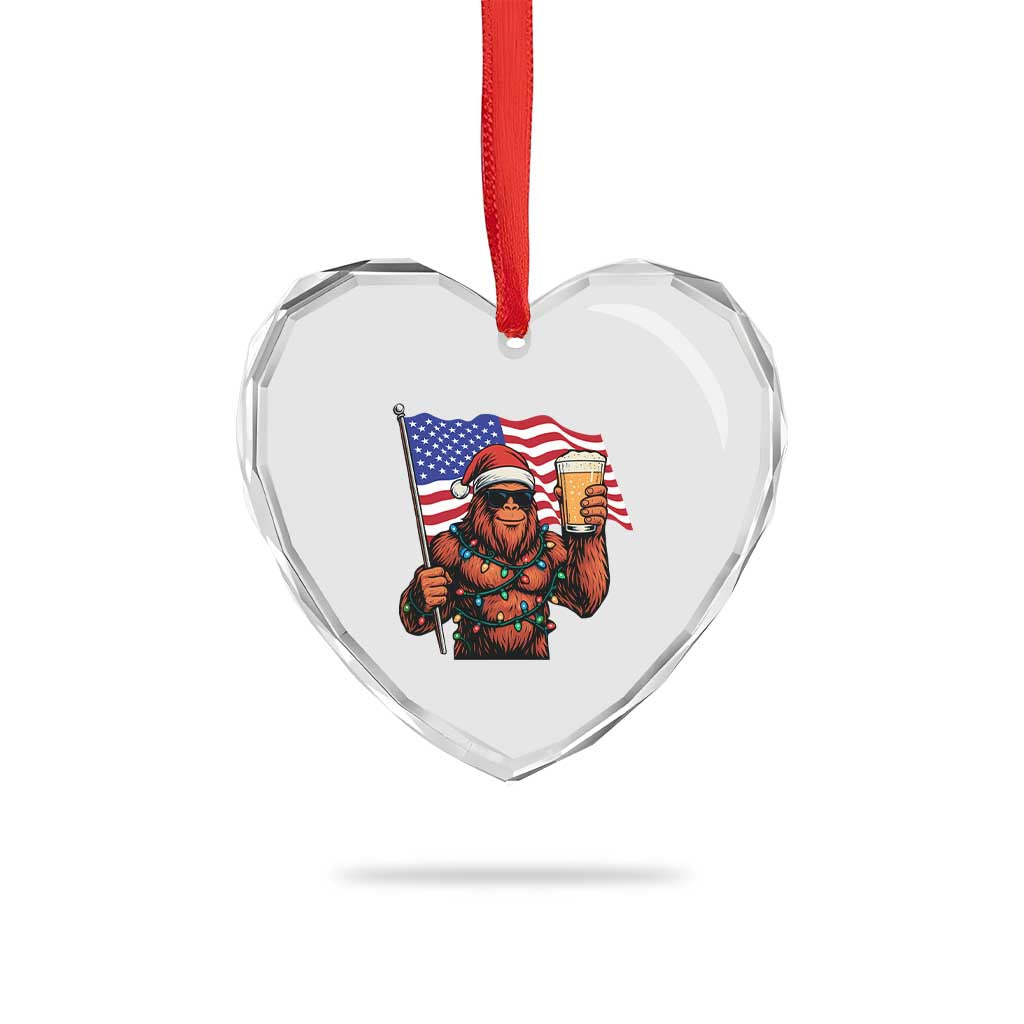 Bigfoot Beer Christmas Heart Crystal Glass Ornament Sasquatch American Flag Patriotic TS14 Print Your Wear