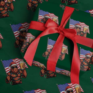 Bigfoot Beer Xmas Wrapping Paper Roll Sasquatch American Flag Patriotic TS14 Green Print Your Wear