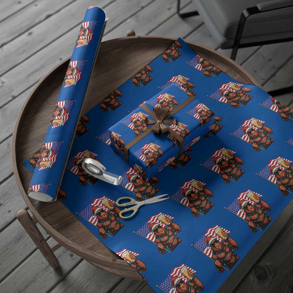 Bigfoot Beer Xmas Wrapping Paper Roll Sasquatch American Flag Patriotic TS14 Blue Print Your Wear