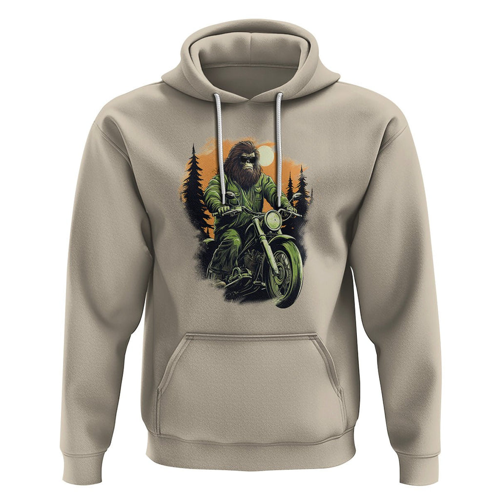 Bigfoot Biker Funny Sasquatch Riding A Motorcycle Vintage Hoodie TS09 Sand Printyourwear