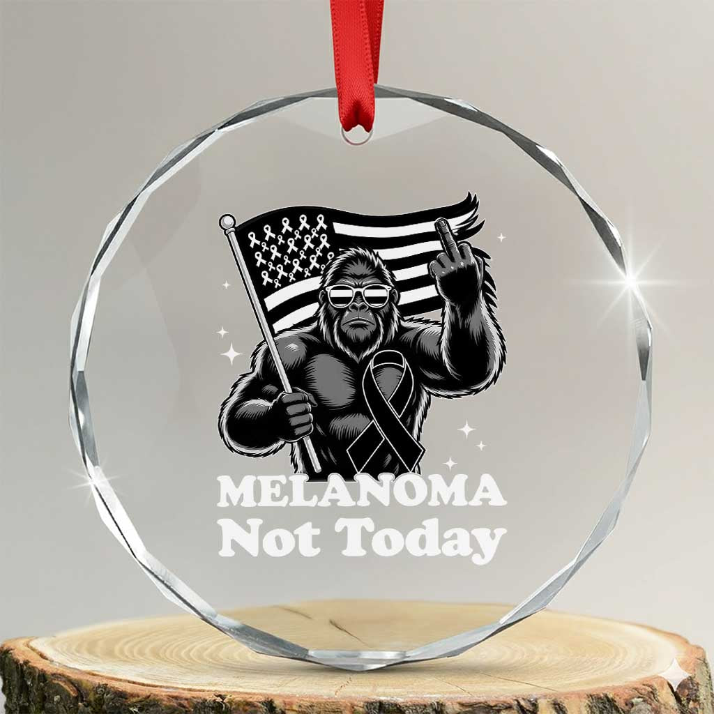 Bigfoot Black Ribbon Crystal Glass Ornament Not Today Melanoma Awareness Gift TS12 Transparent Glass 3'' Circle Print Your Wear