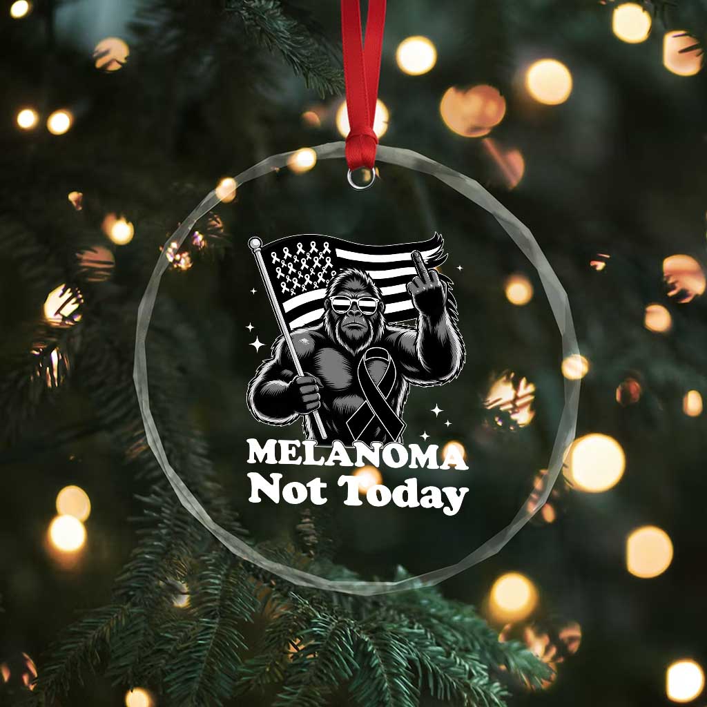 Bigfoot Black Ribbon Crystal Glass Ornament Not Today Melanoma Awareness Gift TS12 Print Your Wear