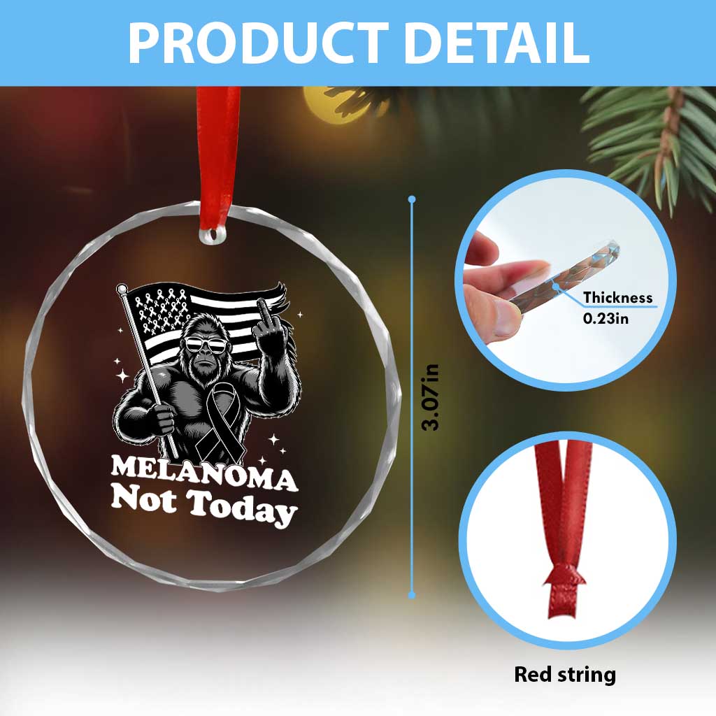 Bigfoot Black Ribbon Crystal Glass Ornament Not Today Melanoma Awareness Gift TS12 Print Your Wear