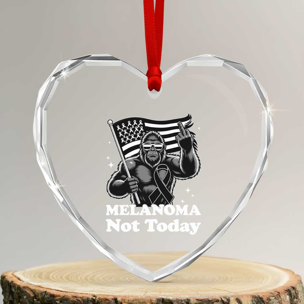 Bigfoot Black Ribbon Heart Crystal Glass Ornament Not Today Melanoma Awareness Gift TS12 Transparent Glass 3'' Heart Print Your Wear