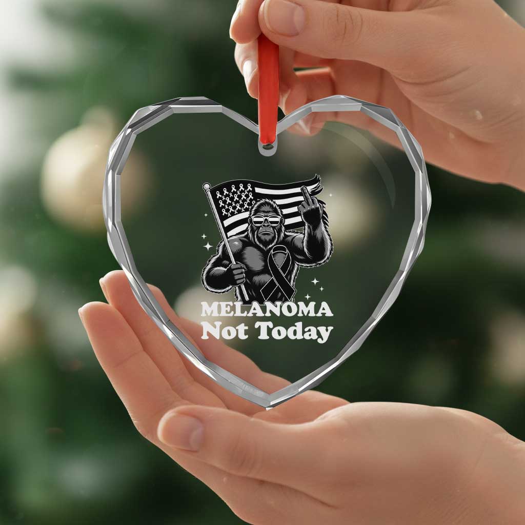 Bigfoot Black Ribbon Heart Crystal Glass Ornament Not Today Melanoma Awareness Gift TS12 Print Your Wear