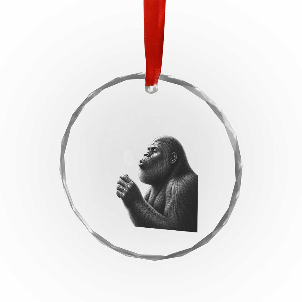 Bigfoot Blowing Dandelion Crystal Glass Ornament Funny Sasquatch Making A Wish TS11 Print Your Wear