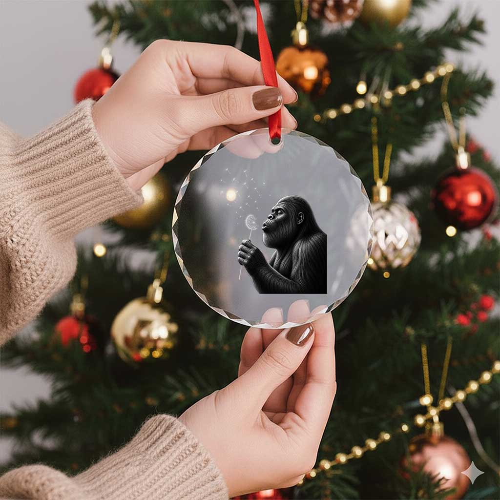 Bigfoot Blowing Dandelion Crystal Glass Ornament Funny Sasquatch Making A Wish TS11 Print Your Wear