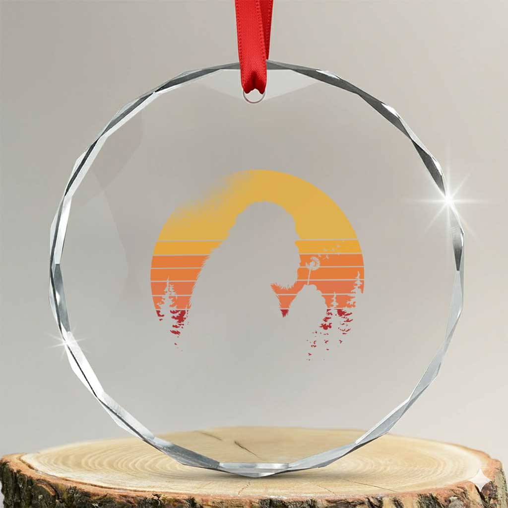 Bigfoot Blowing Dandelion Crystal Glass Ornament Retro Sunset Forest TS14 Transparent Glass 3'' Circle Print Your Wear
