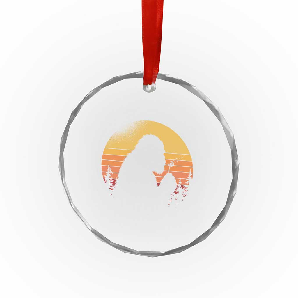 Bigfoot Blowing Dandelion Crystal Glass Ornament Retro Sunset Forest TS14 Print Your Wear