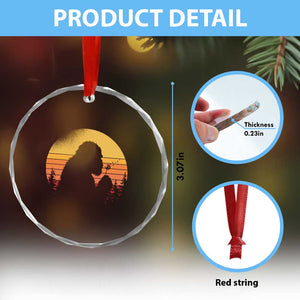 Bigfoot Blowing Dandelion Crystal Glass Ornament Retro Sunset Forest TS14 Print Your Wear