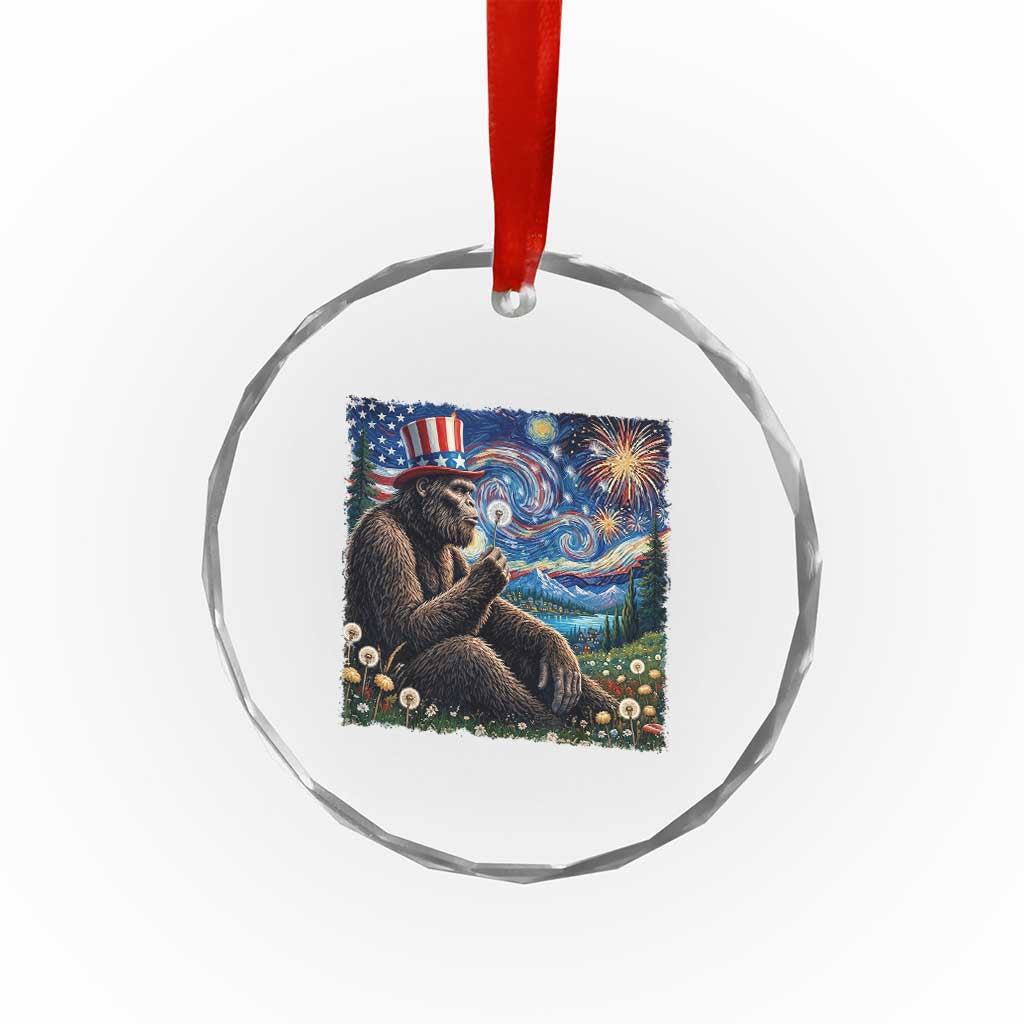 Bigfoot Blowing Dandelion Crystal Glass Ornament Sasquatch Van Gogh Starry Night 4th of July TS14 Print Your Wear