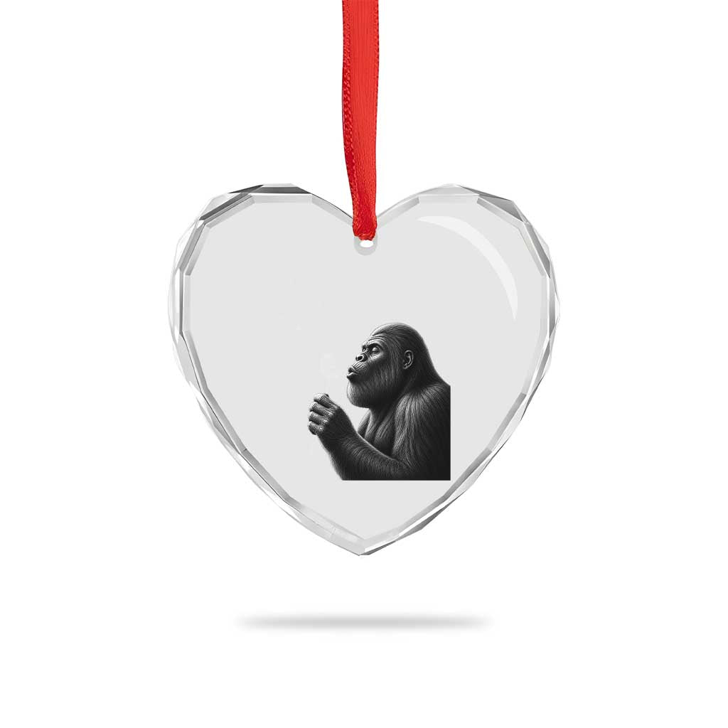 Bigfoot Blowing Dandelion Heart Crystal Glass Ornament Funny Sasquatch Making A Wish TS11 Print Your Wear