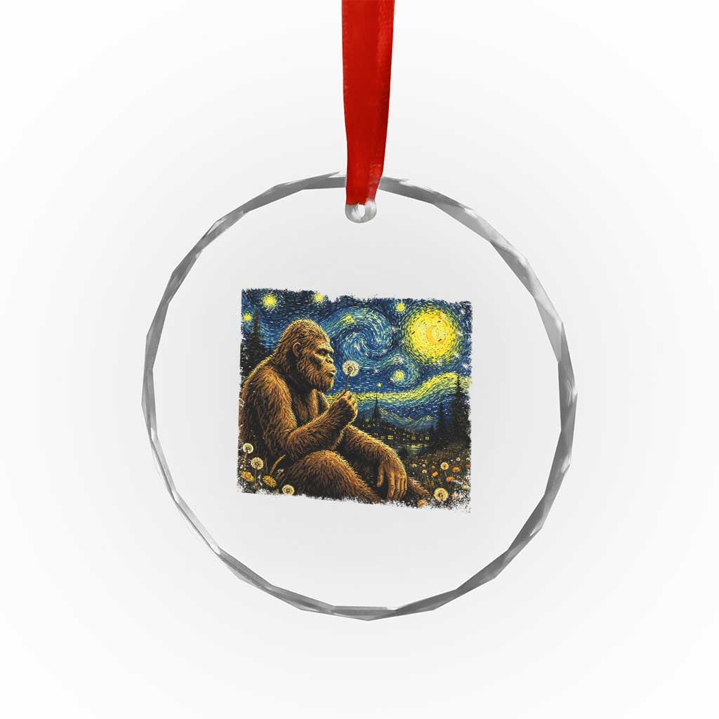 Bigfoot Blowing Dandelion Starry Night Crystal Glass Ornament Cryptid Mythical Creature National Park Monster Gift TS14 Print Your Wear
