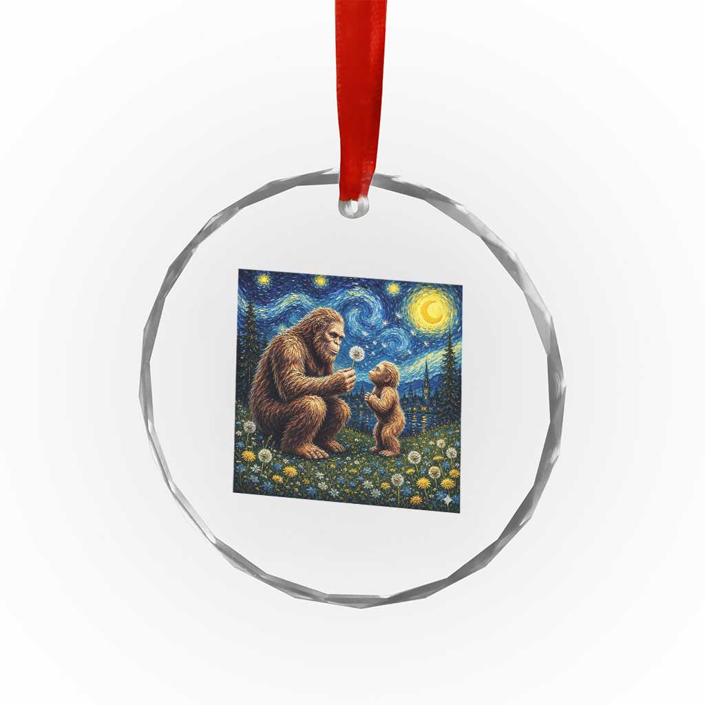 Bigfoot Blowing Dandelion Starry Night Crystal Glass Ornament Sasquatch Dad Fathers Day Father Son Matching TS14 Print Your Wear