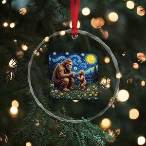 Bigfoot Blowing Dandelion Starry Night Crystal Glass Ornament Sasquatch Dad Fathers Day Father Son Matching TS14 Print Your Wear