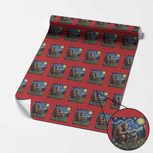Bigfoot Blowing Dandelion Starry Night Wrapping Paper Roll Sasquatch Dad Fathers Day Father Son Matching TS14 Red Print Your Wear