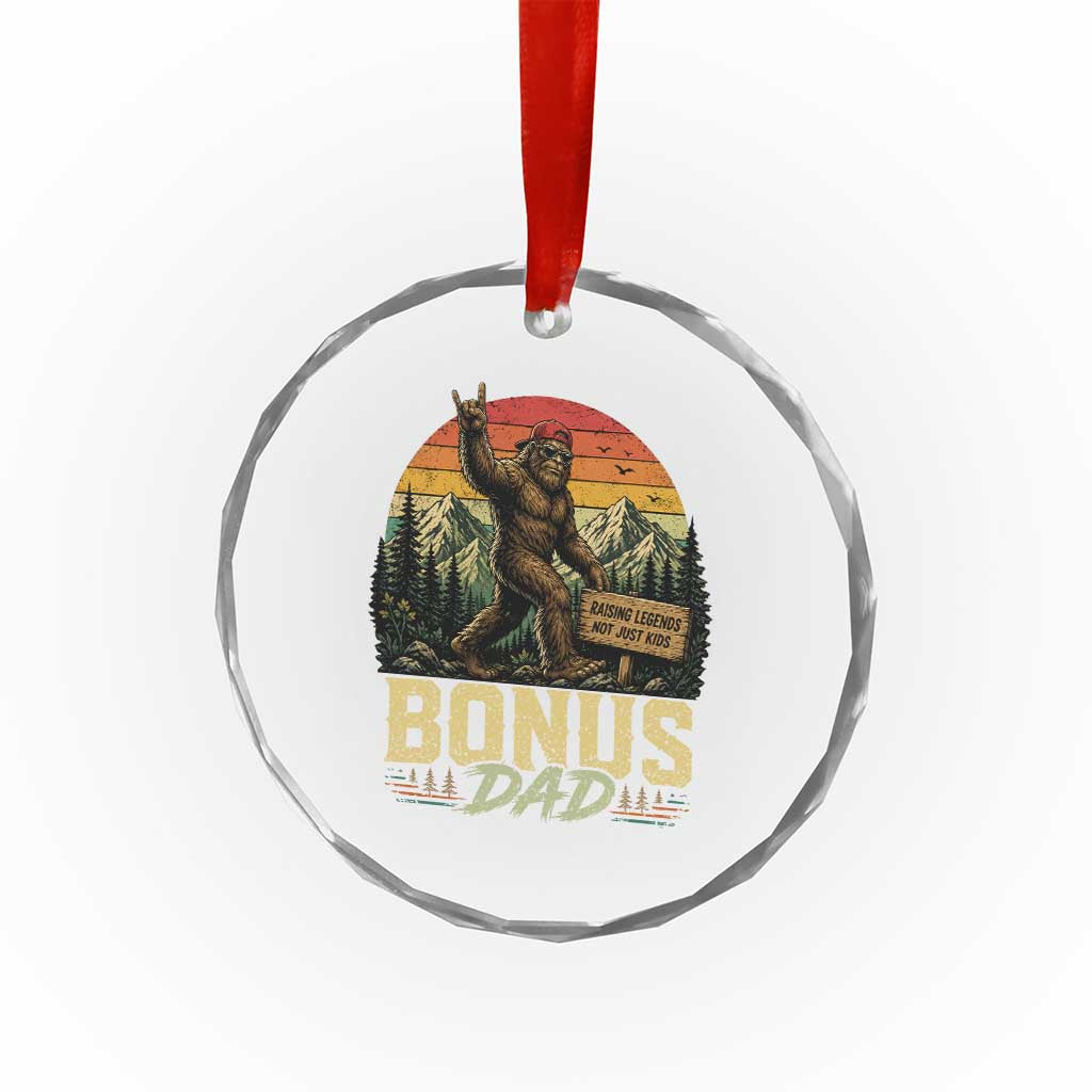 Bigfoot Bonus Dad Crystal Glass Ornament Retro Stepdad Fathers Day Gifts TS10 Print Your Wear