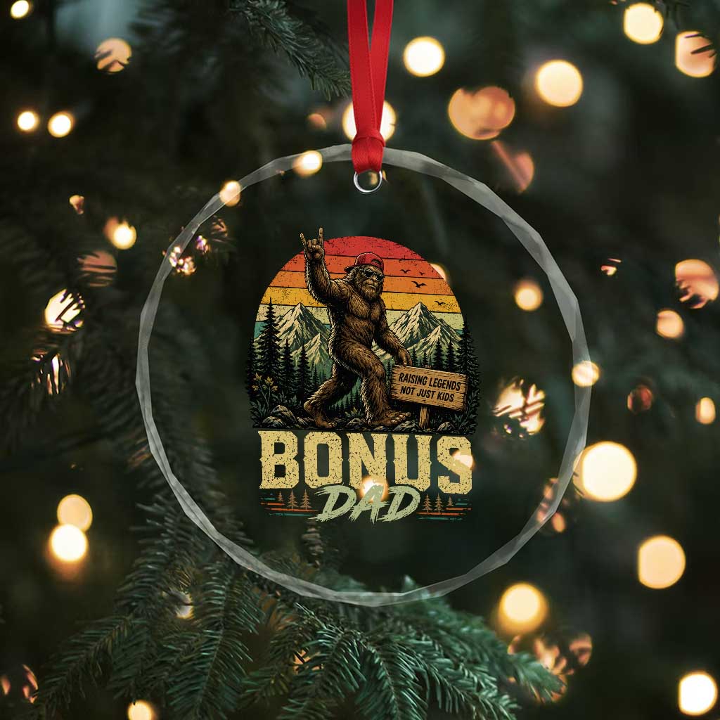 Bigfoot Bonus Dad Crystal Glass Ornament Retro Stepdad Fathers Day Gifts TS10 Print Your Wear