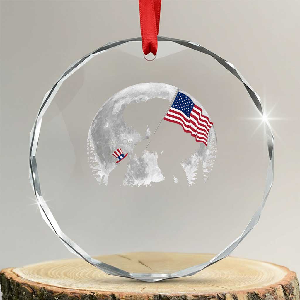 Bigfoot Boop Cat Moon Crystal Glass Ornament Funny Sasquatch Meme 4th of July TS14 Transparent Glass 3'' Circle Print Your Wear