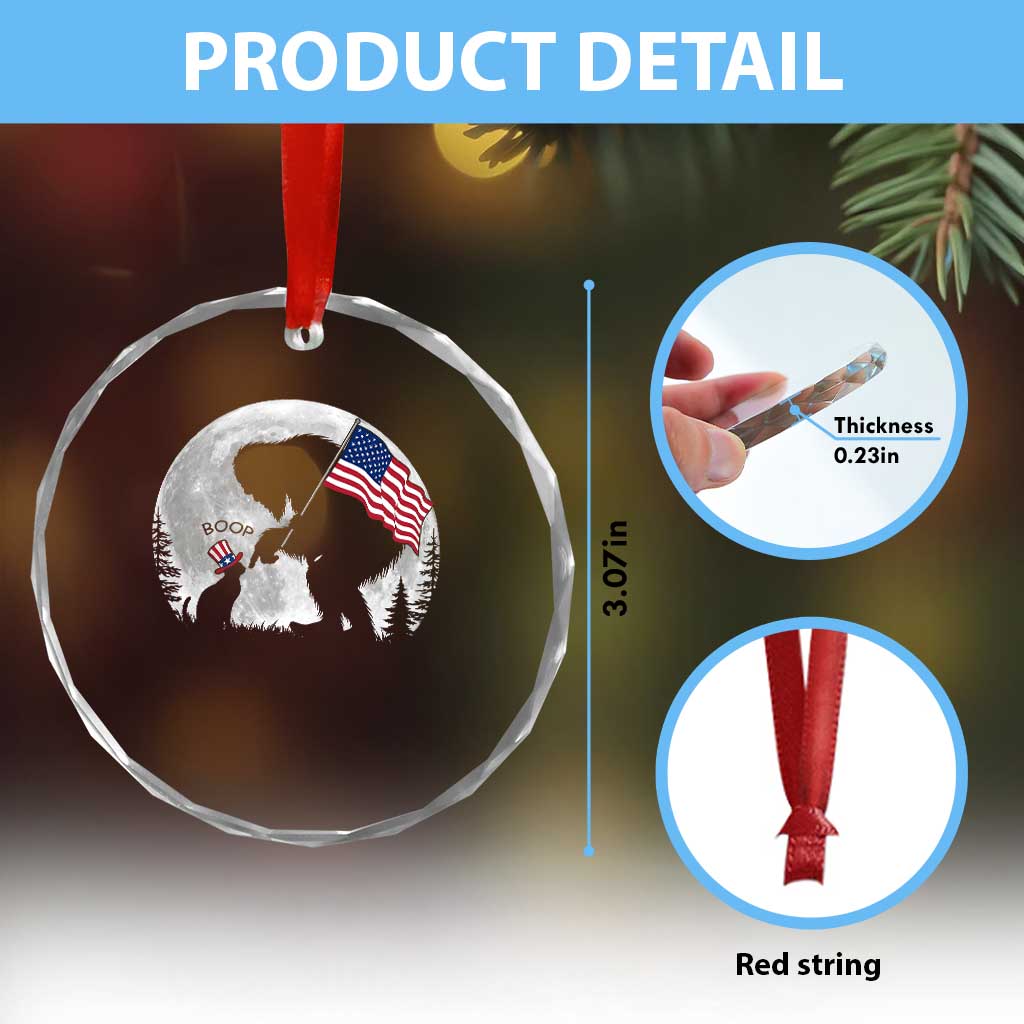 Bigfoot Boop Cat Moon Crystal Glass Ornament Funny Sasquatch Meme 4th of July TS14 Print Your Wear