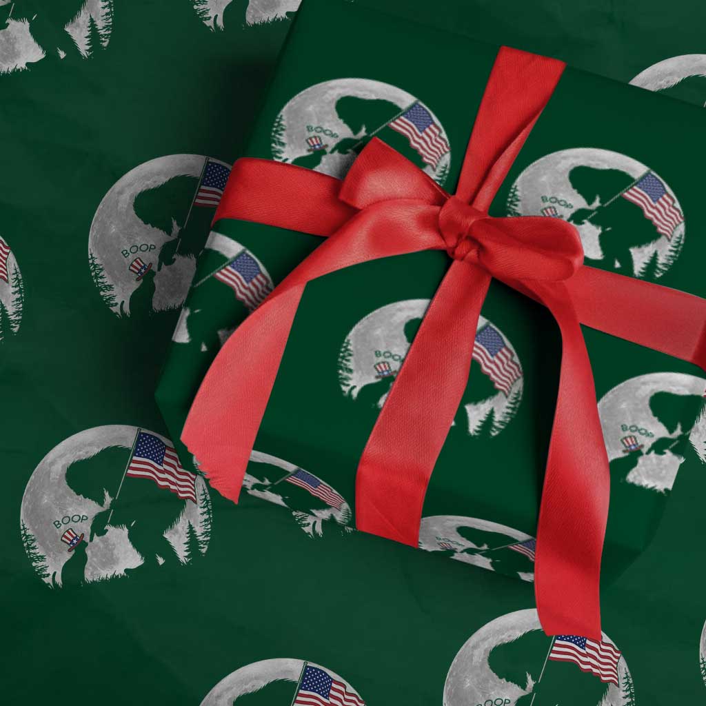 Bigfoot Boop Cat Moon Wrapping Paper Roll Funny Sasquatch Meme 4th of July TS14 Green Print Your Wear