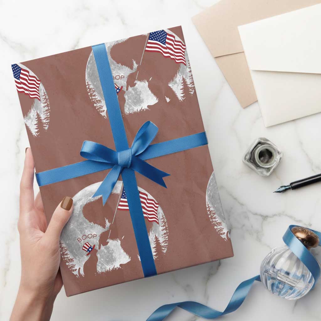 Bigfoot Boop Cat Moon Wrapping Paper Roll Funny Sasquatch Meme 4th of July TS14 Mocha Print Your Wear