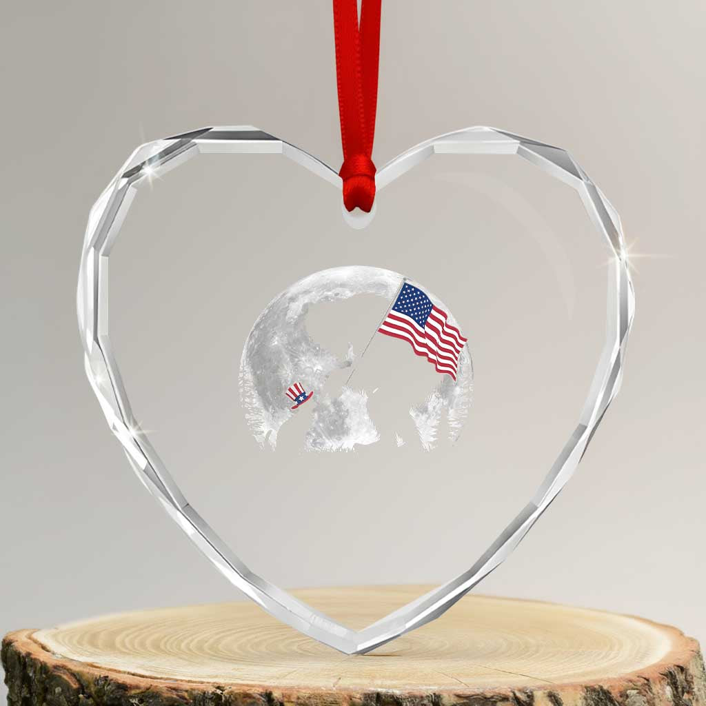 Bigfoot Boop Cat Moon Heart Crystal Glass Ornament Funny Sasquatch Meme 4th of July TS14 Transparent Glass 3'' Heart Print Your Wear