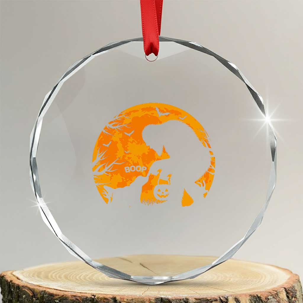 Bigfoot Boop Dog Hallowwen Crystal Glass Ornament Funny Sasquatch Meme Dog Lovers Full Moon TS14 Transparent Glass 3'' Circle Print Your Wear