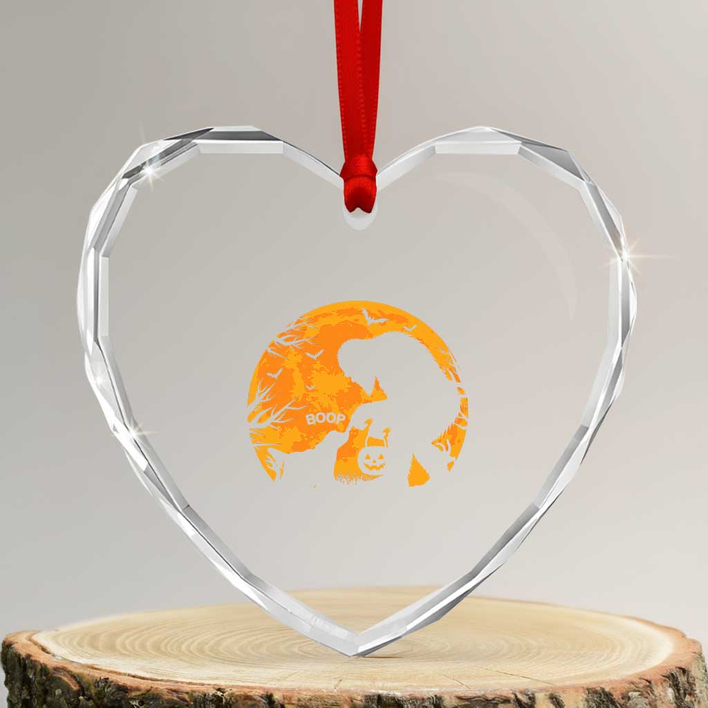 Bigfoot Boop Dog Hallowwen Heart Crystal Glass Ornament Funny Sasquatch Meme Dog Lovers Full Moon TS14 Transparent Glass 3'' Heart Print Your Wear