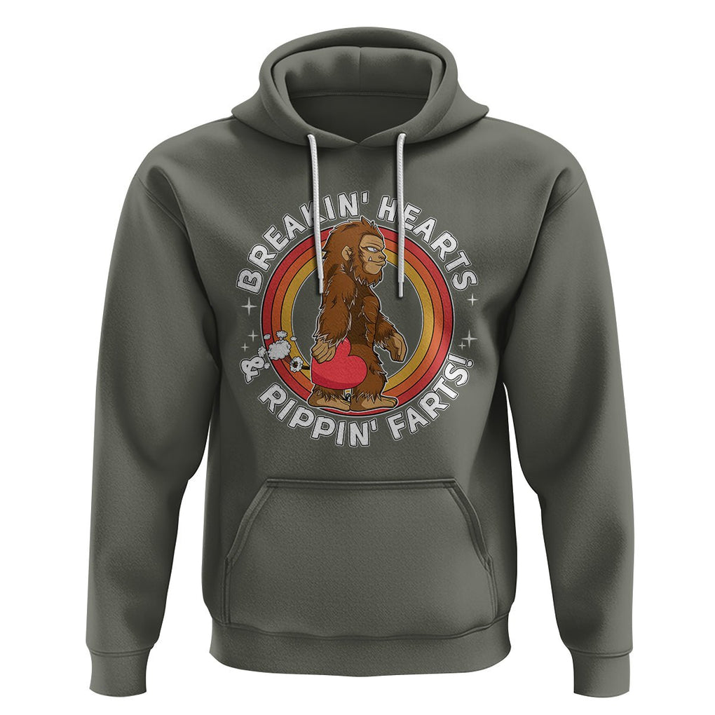 Bigfoot Breakin Hearts & Rippin Farts! Cute Sasquatch Hoodie TS09 Military Green Printyourwear