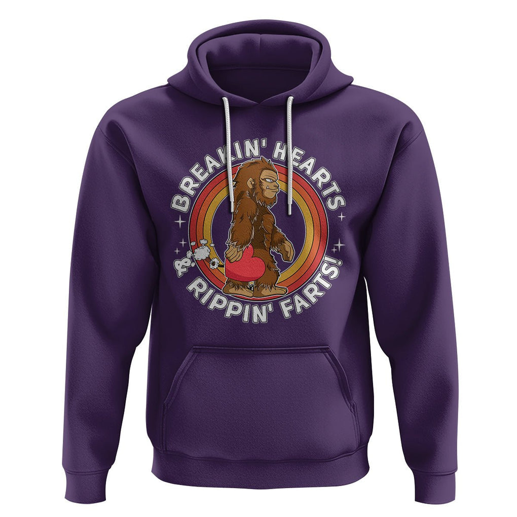 Bigfoot Breakin Hearts & Rippin Farts! Cute Sasquatch Hoodie TS09 Purple Printyourwear